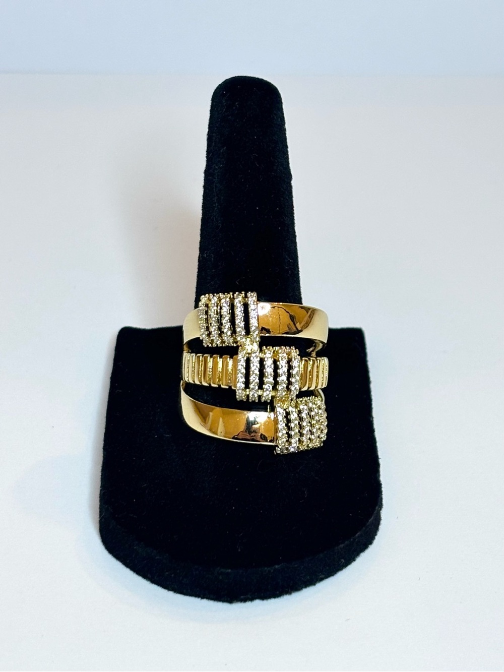 Chunky gold three layer ring